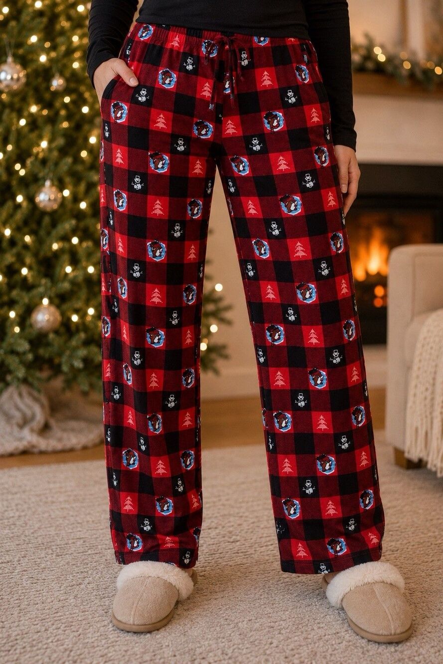 Buc-ee’s Women’s Men’s Christmas Pajama Pants Size M Buffalo Plaid Beaver Lounge - Picture 2 of 8